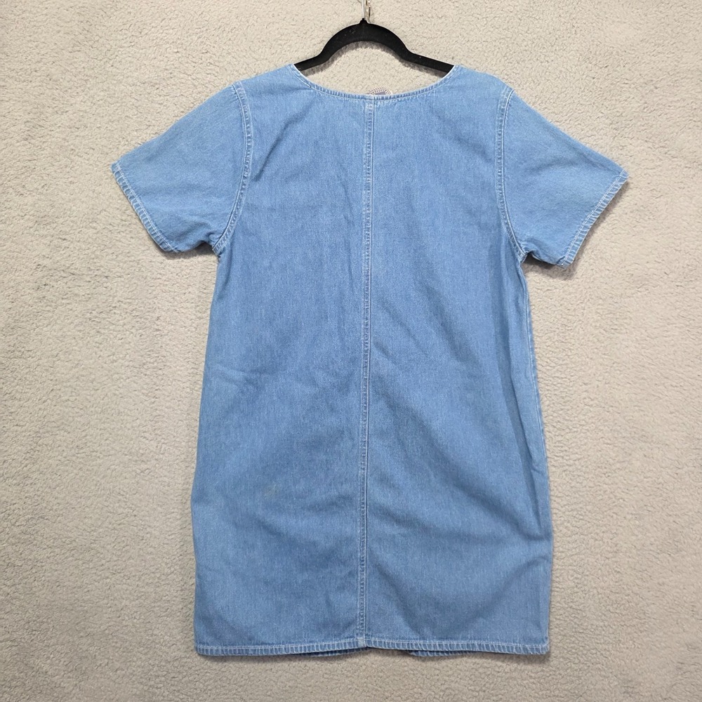 Vintage Erikas Casual Denim Mini Dress Medium Pockets 90s Summer - Picture 2 of 10